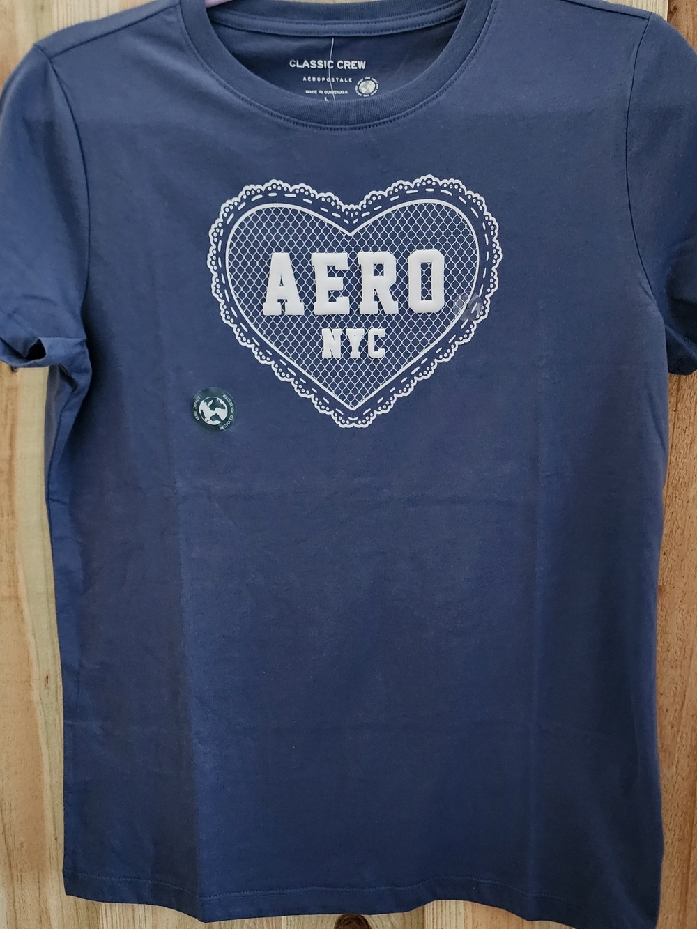 Aeropostale Navy Tee with White Heart AERO NYC Graphic. NWT
